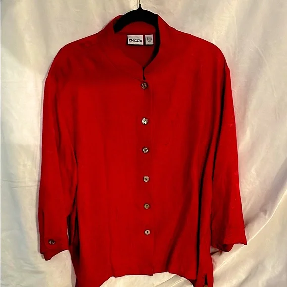 Chico's Red Silk Blend Top Chico’s Size 3 - Picture 1 of 8